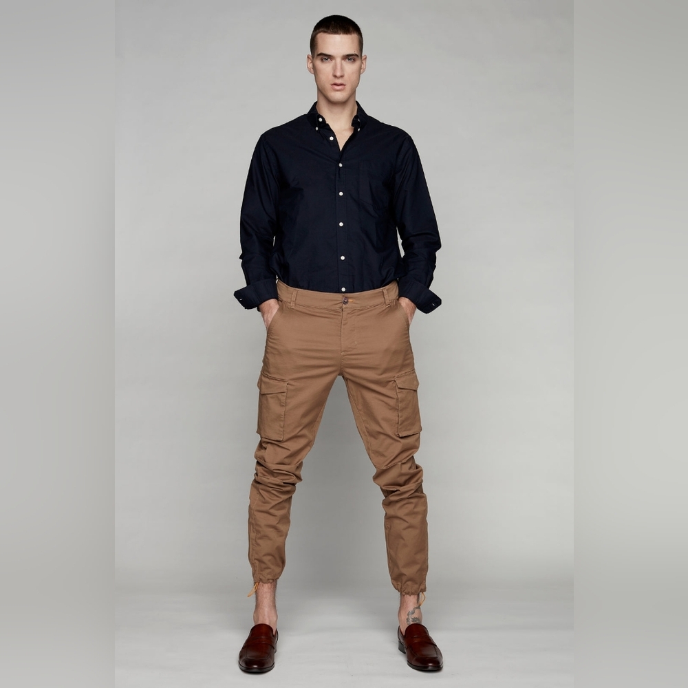 NWT Jeanologie DEAN Slacker Convertible Cargo Chino Joggers Tobacco Brown 32 M